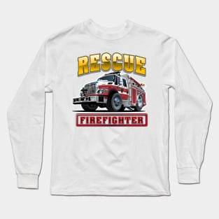 Cartoon Fire Truck Long Sleeve T-Shirt